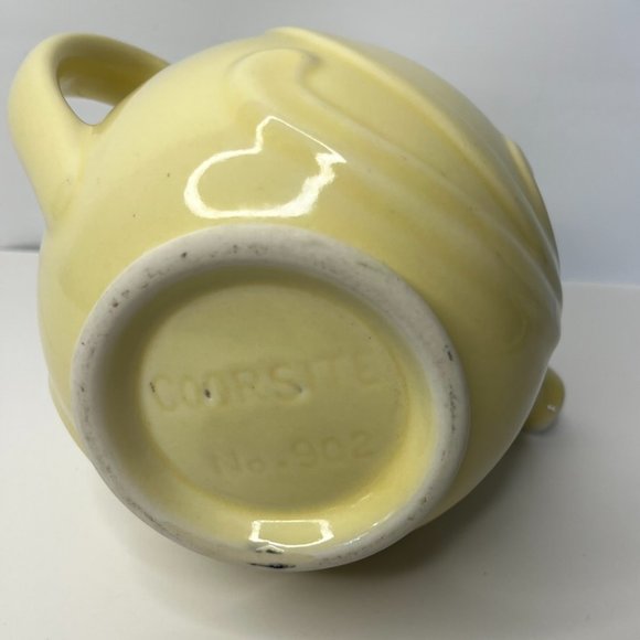 Vintage Coorsite  TeaPot Lid # 902 Pale Yellow 16oz. Glaze Art Deco Shape Swirls - Picture 9 of 13